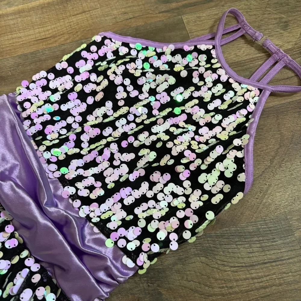 Weissman 12478 Purple Black Sequin Dance Costume Jazz Tap Ballet Musical Theater